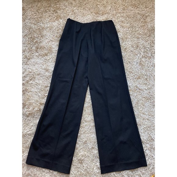 Ralph Lauren Black Label Wool Wide Leg Dress Pants Womens Size 12 Black Stretch - Picture 2 of 11